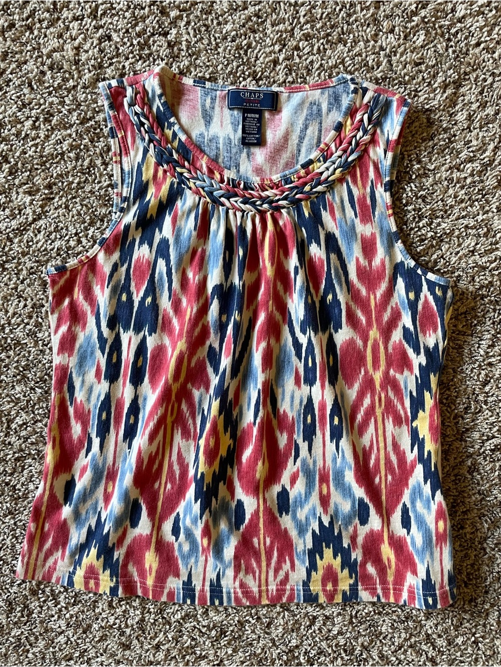 Chaps Denim Petite Medium 100% Cotton  Sleeveless Top Shirt